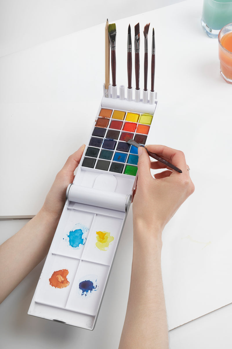 Artsy Watercolor Paint Set  42 Assorted Colors With 3 Brushes