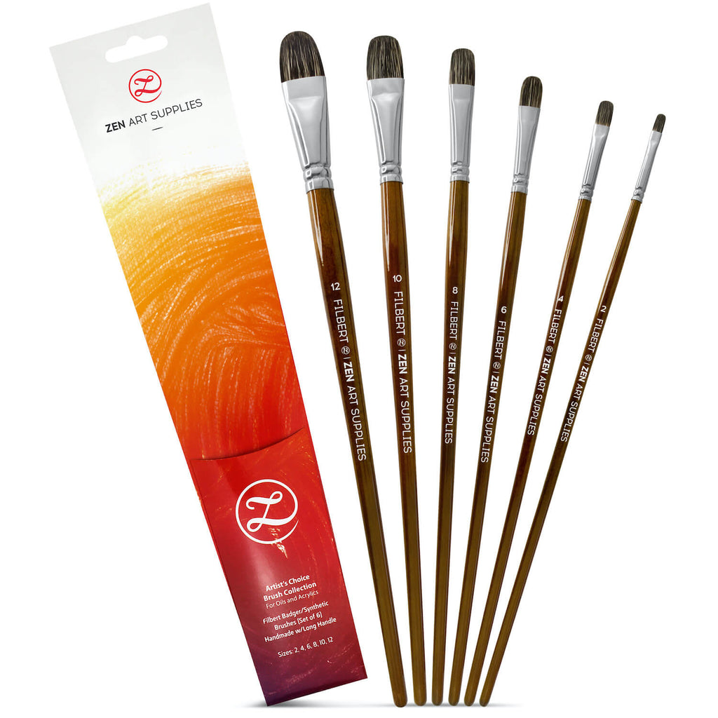 12 Round Tip Paint Brushes Oil Acrylic Painting Craft